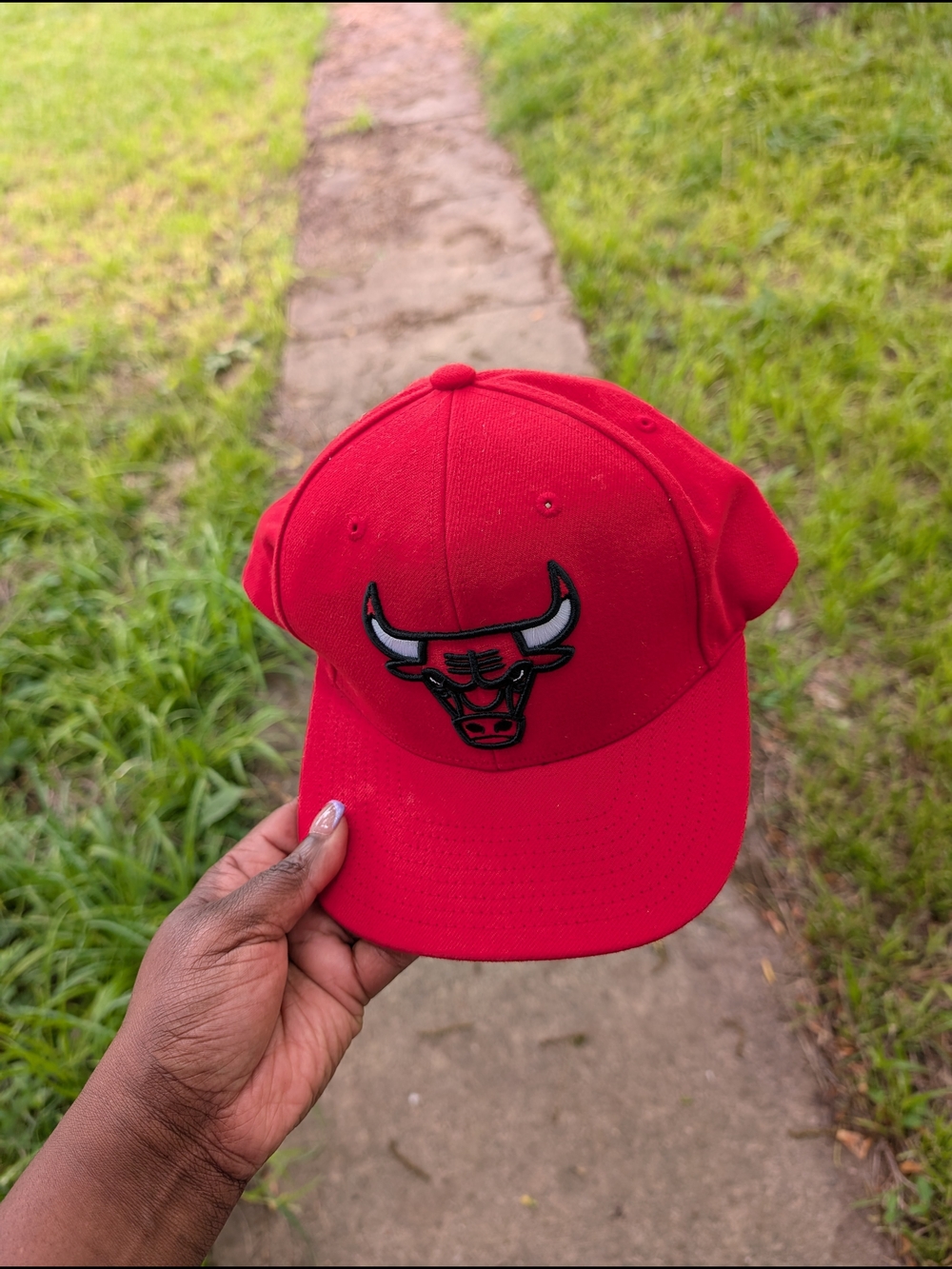 Mitchell & Ness Red and White Bulls Interior Snapback